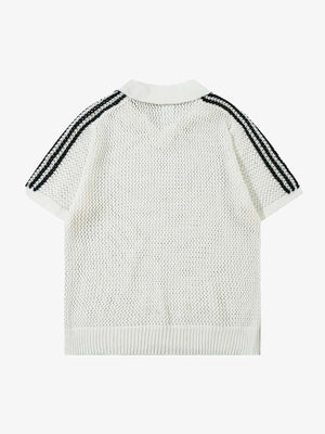 Knitted Short Sleeve Polo Sweater - thumbnail 2