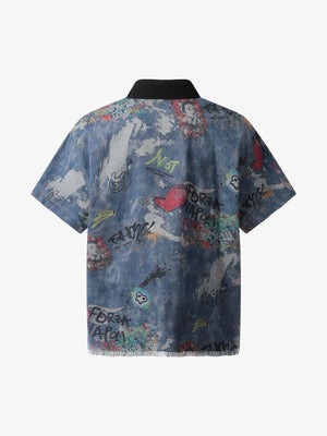 Graffiti denim shirt – back view flat | XoKool