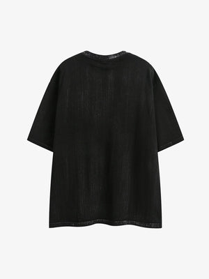 Distressed Embroidered Letter T-Shirt - thumbnail 2