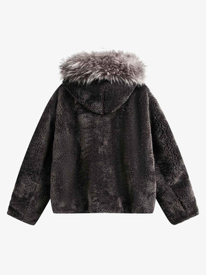 Fur Hooded Quilted Sherpa Jacket - thumbnail 2