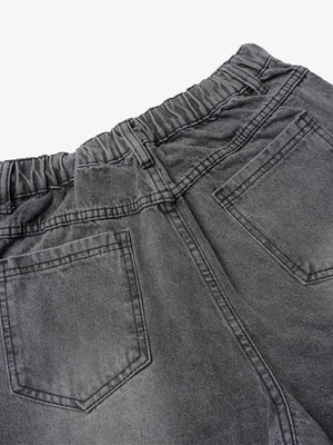 Grey Washed Cargo Jeans – back elastic waistband close-up | XoKool