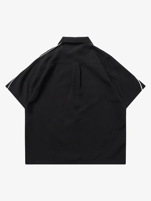 Star zip up shirt – Black, back flat lay | XoKool