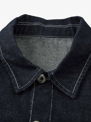 Chaqueta de denim crudo – detalle del cuello | XoKool