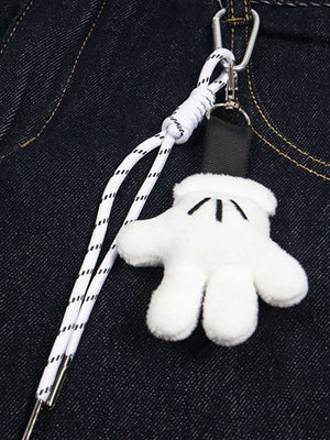 Letter Patch Pocket Barrel Jeans with Charm – glove charm close-up | XoKool