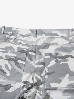 Grey camo cargo pants – back waist and pocket close-up | XoKool
