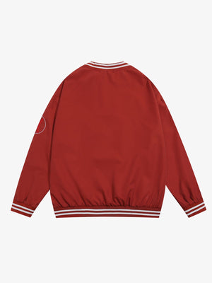 Street V-Neck Baseball-Inspired Sweatshirt - thumbnail 4