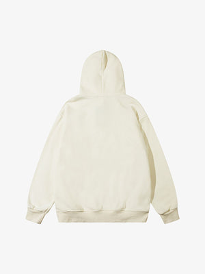 Denim Star Patch Hoodie mit Fleece-Futter – Creme, Rückansicht | XoKool