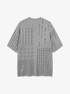 Openwork Knit Short-Sleeve Sweater - thumbnail 2
