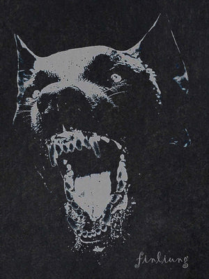 Washed Black Doberman Graphic Tee – Doberman print close-up | XoKool