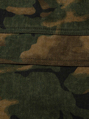 Woodland Camo Wide Leg Cargo Pants – knee panel close-up | XoKool