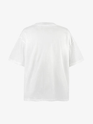 Oversized Racing Number T-Shirt with Badge Prints – White, back view | XoKool