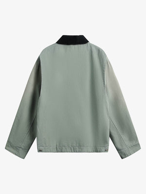 Washed Ripped Gradient Zip Up Work Jacket - thumbnail 2