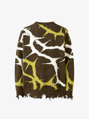 Ripped sweater – Brown, back view | XoKool