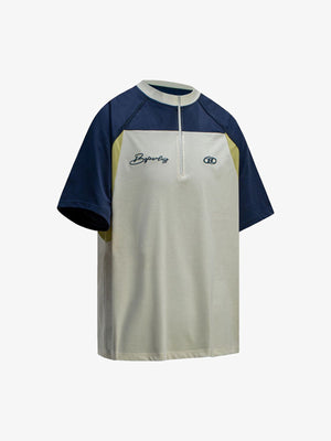 Quick-Dry Contrast Color Quarter Zip Up T-shirt - thumbnail 10