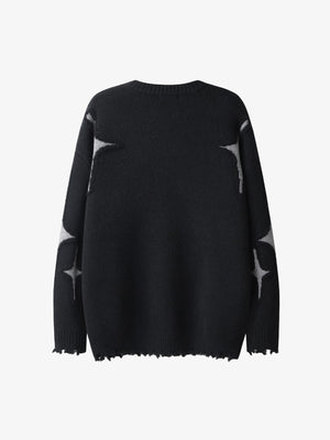 Oversized Stern-Pullover – Schwarz, Rückansicht | XoKool