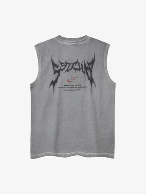 Retro Washed Letter Print Vest - thumbnail 10
