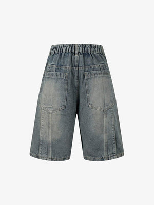 Washed Distressed Deconstructed Split Denim Shorts - thumbnail 2