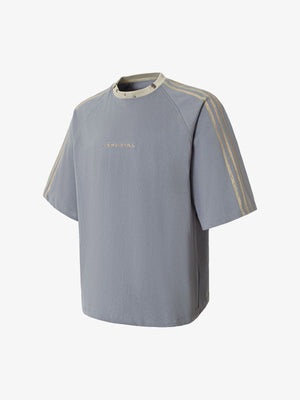 Gestreiftes Raglan T-Shirt – Blaugrau, Ansicht von der Seite | XoKool