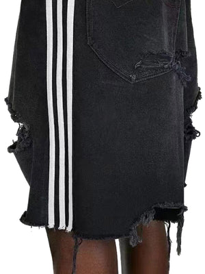 Retro Whisker Raw Edge Denim Shorts - thumbnail 4