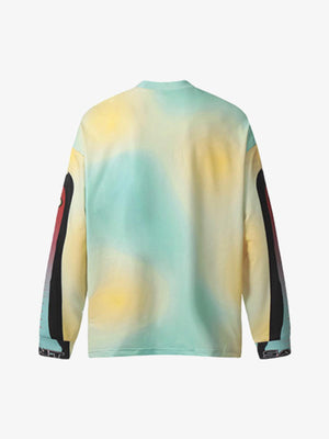 Camiseta de manga larga estilo jersey de motocross con degradado – Amarillo menta, espalda plana | XoKool