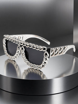 Street Square Frame Chain Sunglasses - thumbnail 2