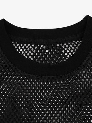 Hollow Sports Mesh Embroidered Letters Vest - thumbnail 3