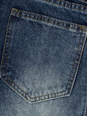 Vintage Blue Dirty Wash Barrel Jeans – back pocket close-up | XoKool