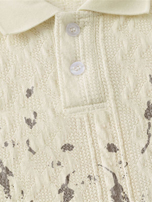 Vintage Print Lapel Short Sleeve Polo Shirt - thumbnail 3