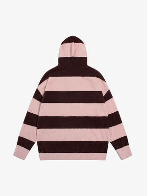Hooded Striped Knit Sweater - thumbnail 9