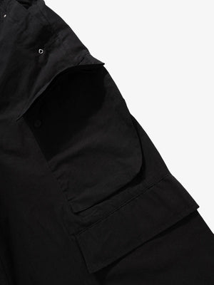 Black Wide Leg Cargo Pants with Drawstring – cargo pocket close-up | XoKool