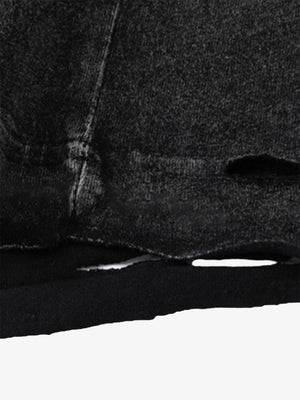 Camiseta sin mangas gráfica acid wash con collar de cadena – detalle del dobladillo desgastado | XoKool