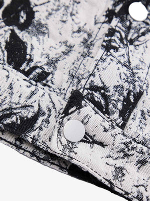 Black And White Contrast Floral Denim Jacket - thumbnail 4