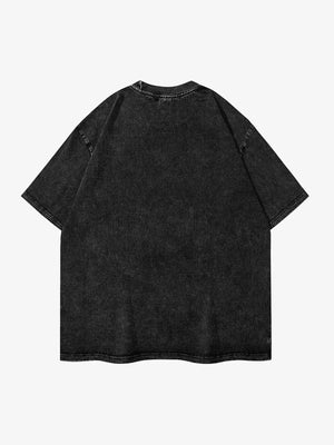 Acid Wash T-Shirt mit Skimaske-Print – Rückansicht | XoKool