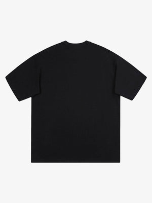Ribcage Cross Bible Verse Oversized T-Shirt – Black, back view | XoKool