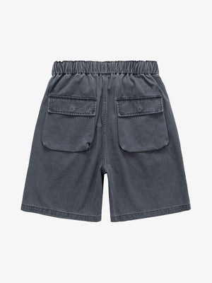 Doodle Graphic Shorts with Drawstring Waist – Dark Grey, back view | XoKool