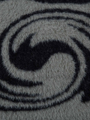 Fuzzy Wavy Stripe Half Zip Sweater – swirl jacquard close-up | XoKool