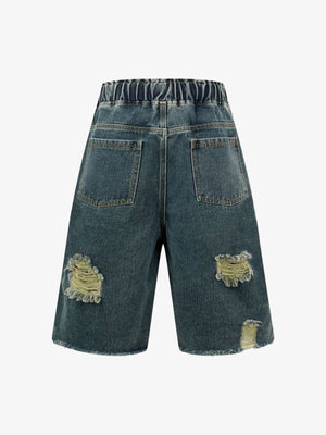 Distressed Cargo Denim Shorts - thumbnail 4