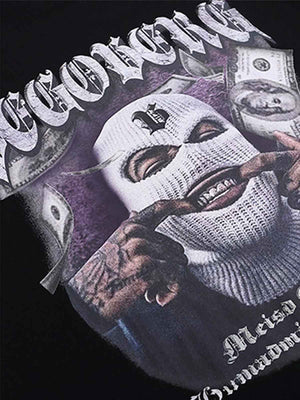 Skimasken Hip Hop Graphic T-Shirt – Nahaufnahme des Prints | XoKool