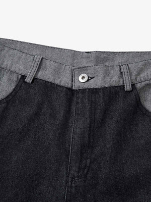 Black Wide Leg Jeans with Barbed Wire Pockets – waistband close-up | XoKool