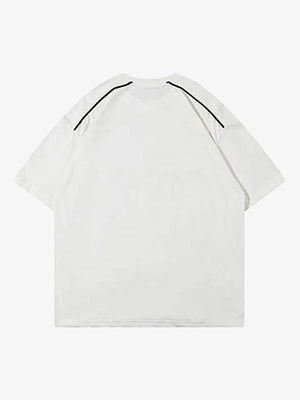 Racing Graphic Tee with Contrast Piping – White, back view | XoKool