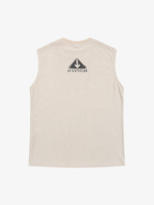 Brush Stroke Letter Graphic Tank Top, Cream or Black – Cream, back view | XoKool