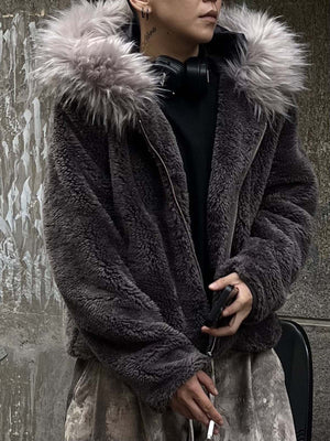 Fur Hooded Quilted Sherpa Jacket - thumbnail 4