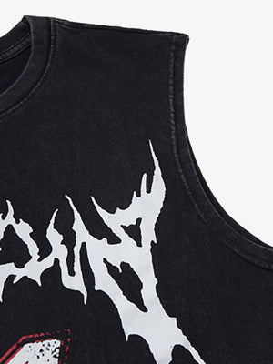 Retro Washed Letter Print Vest - thumbnail 3