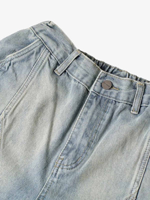 Washed Distressed Deconstructed Split Denim Shorts - thumbnail 5