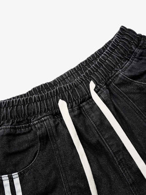 Denim Cargo Shorts mit Tunnelzug – Nahaufnahme von Bund und Streifen | XoKool