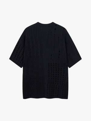 Openwork Knit Short-Sleeve Sweater - thumbnail 8