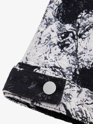 Black And White Contrast Floral Denim Jacket - thumbnail 5