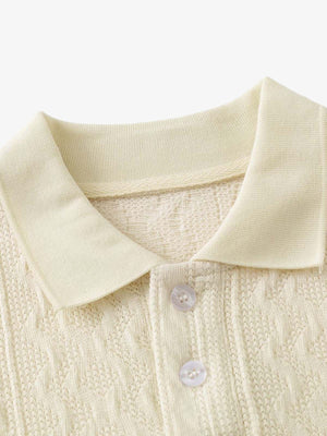 Vintage Print Lapel Short Sleeve Polo Shirt - thumbnail 4