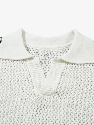 Knitted Short Sleeve Polo Sweater - thumbnail 3