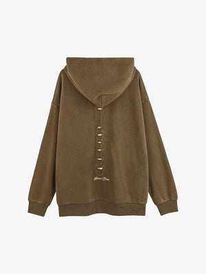 Washed Brown Skeleton Hoodie with Rib Cage Applique – back view | XoKool